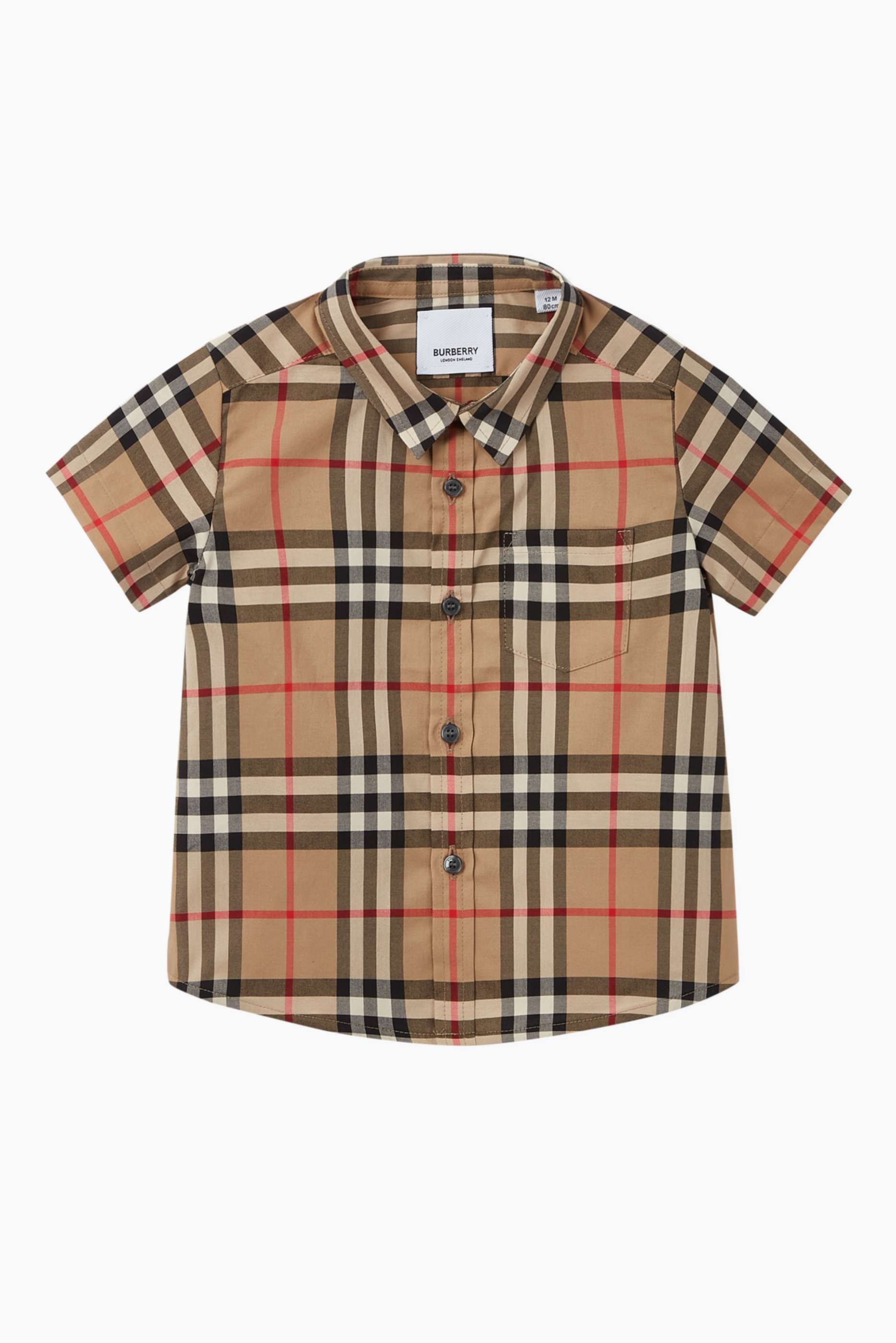 Shop Burberry Neutral Vintage Check Cotton Shirt for Kids | Ounass Kuwait